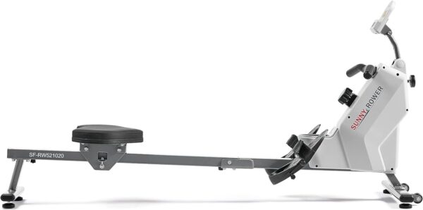 Sunny Health & Fitness Compact Folding Magnetic Rowing Machine with 43 Inch Slide Rail, 285 LB Max Weight, Synergy Power Motion, LCD Digital Monitor, Super Quiet & Smooth, and Ergonomic Foot Pedals - Image 10