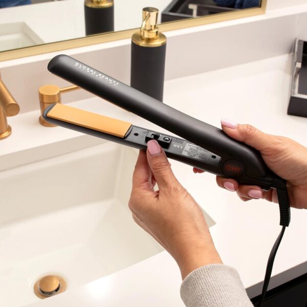 CHI Original Ceramic Flat Iron, Flat Iron For A Smooth Finish, Ceramic Floating Plates, Quick Heat Up, Analog On/Off Switch, 1" Iron Black - Image 4