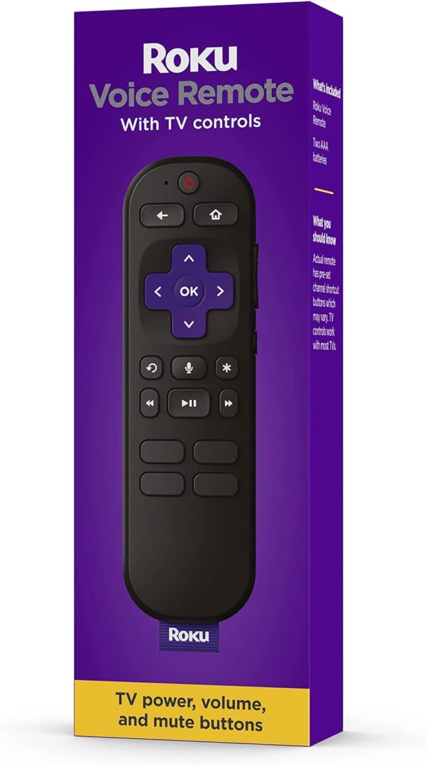 Roku Voice Remote | TV Remote Control with Voice Control, TV Controls, Simple Setup, & Pre-Set App Shortcuts - Replacement Remote Compatible with Roku TV, Roku Players, & Roku Audio - Image 2