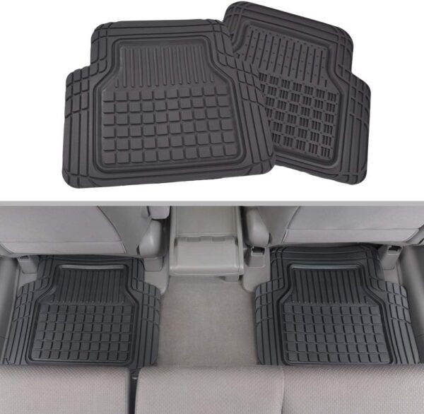 Motor Trend FlexTough Rubber Car Floor Mats with Cargo Trunk Liner, Trim to Fit Performance Plus Heavy Duty Liners for Auto SUV Truck Car Van, Thick, Odorless & All Weather Black - Image 8