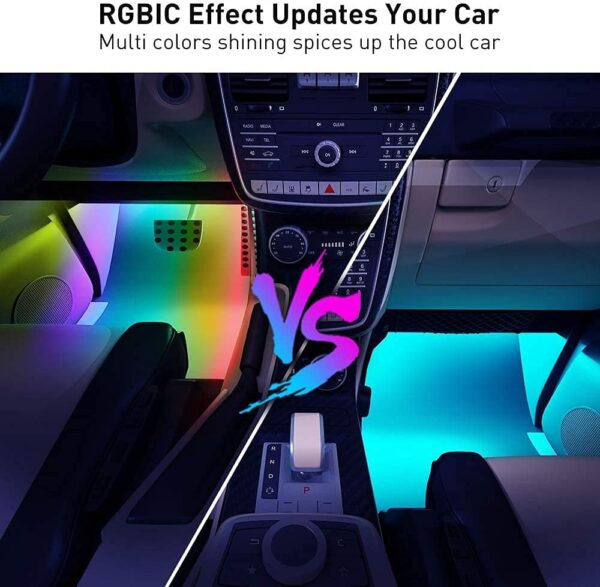 Govee Interior RGBIC Car Lights with Smart App Control, Music Sync Mode, DIY Mode and Multiple Scene Options, 2 Lines Design LED Lights for Cars, Trucks, SUVs - Image 4