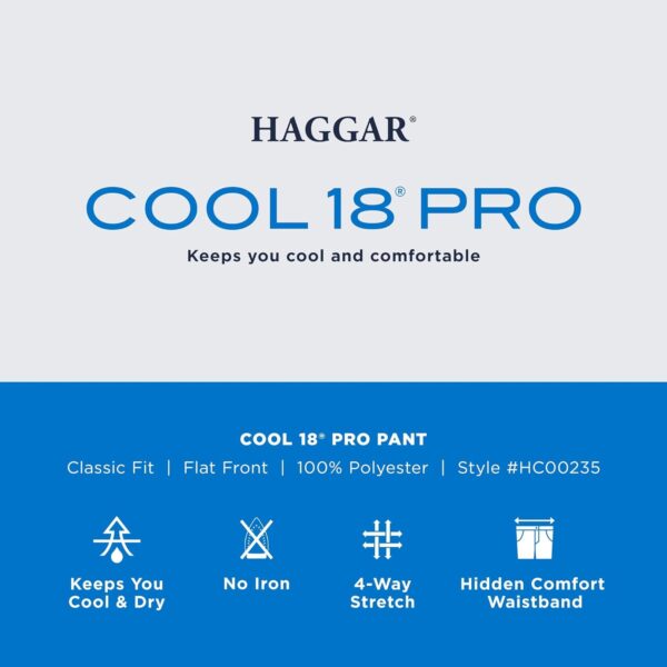 Haggar Men's Cool 18 Pro Classic Fit Flat Front Casual Pant (Regular and Big & Tall Sizes) - Image 5