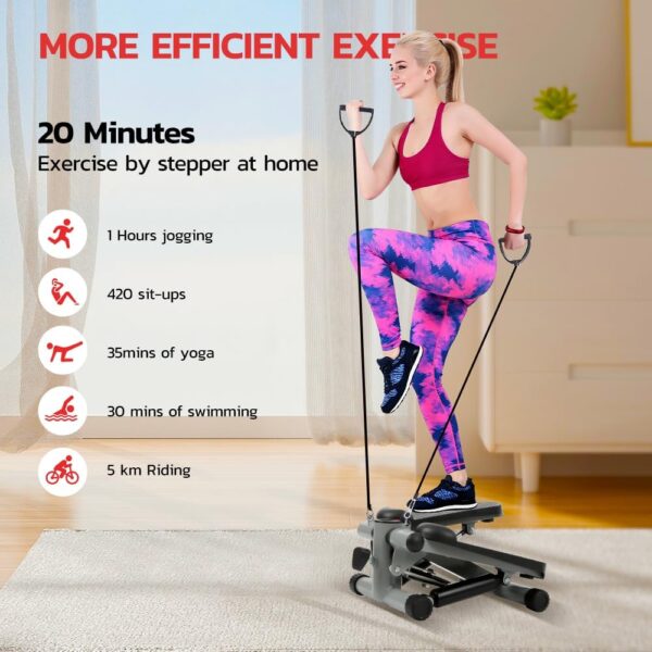 Mini Stepper Exercise Machine Stair Stepper with Resistance Band, Fitness Stepper for Home Use - Image 3