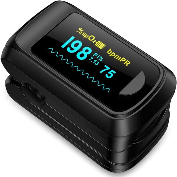 Fingertip Pulse Oximeter Blood Oxygen Monitor Pulse Ox, Heart Rate and Fast Spo2 Reading Oxygen Meter with OLED Screen Included Batteries and Lanyard - Image 2