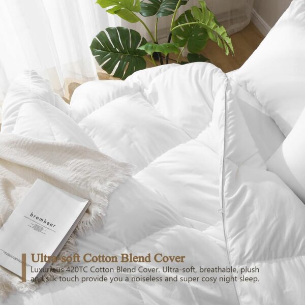 DWR Luxury Feathers Down Comforter Full/Queen, Hotel-Style Fluffy Duvet Insert, Ultra-Soft Egyptian Cotton Fabric, 750 Fill Power 46oz Medium Weight for All Season(90x90, White) - Image 8