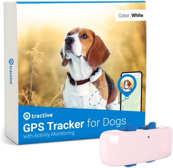 Tractive GPS Tracker & Health Monitoring for Dogs - Market Leading Pet GPS Location Tracker, Wellness & Escape Alerts, Waterproof, Works with Any Collar (White with Pink Cover) - Image 2