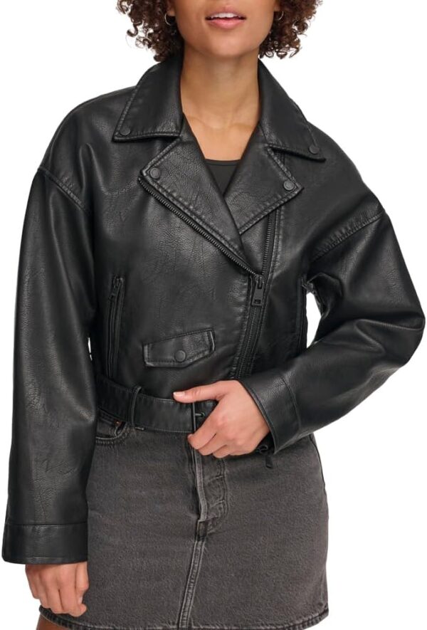 Levi's Women's Faux Leather Cropped Moto Jacket - Image 2