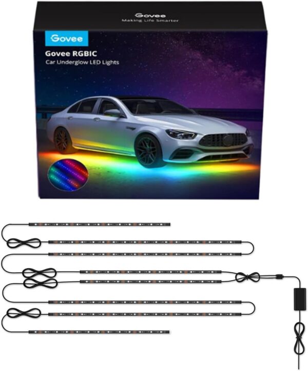 Govee Car Underglow Lights, 8 pcs RGBIC Under Car Lights with 16 Million Colors and 45 Scene Modes, Exterior Car Lights with App Control, 3 Music Modes LED Lights for Cars, SUVs, Trucks, DC 12-24V - Image 2