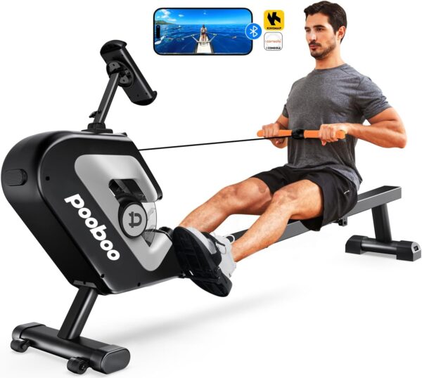 pooboo Rowing Machine, Max 350 LBS Magnetic Rower with LCD Monitor, Tablet Holder, Upgraded Rowing Machines for Home use - Image 2