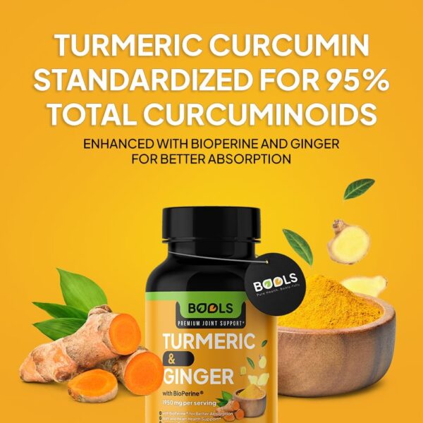 Turmeric Curcumin Supplement with BioPerine & Ginger, Turmeric Curcumin with Black Pepper 1950mg for Max Absorption Joint Support- Non-GMO Turmeric Supplement, Vegan, 240 Capsules - Image 5