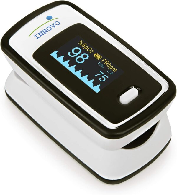 Innovo Deluxe iP900AP Fingertip Pulse Oximeter with Plethysmograph and Perfusion Index (Off-White with Black) - Image 2