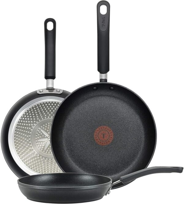 T-fal Experience Nonstick Fry Pan Set 3 Piece, 8, 10.25, 12 Inch Induction Oven Safe 400F Cookware, Pots and Pans, Dishwasher Safe Black - Image 2