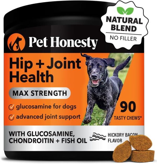 Pet Honesty Hip & Joint Health Max Strength - Natural Joint Supplement for Dogs Chews - Glucosamine, Omega-3s, Chondroitin, Green Lipped Mussel - Help Improve Mobility, May Reduce Discomfort (90 ct) - Image 2