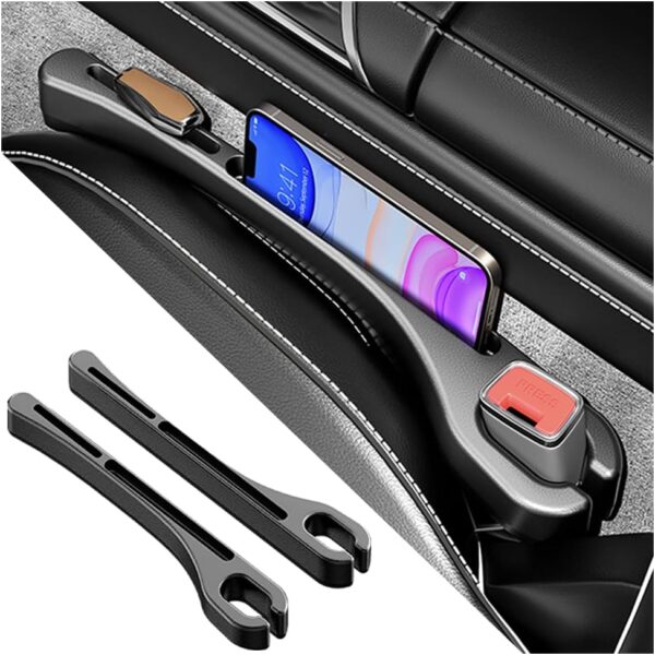 2PCS Car Seat Gap Filler Organizer with Phone Holder,[Upgrade Version] Car Seat Gap Organizer for Prevent Falling,Essential Car Accessories Car Side Seat Gap Filler (Black) - Image 2