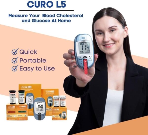 CURO L5 Digital Cholesterol Test Kit Home (Device & 10 Total Cholesterol Strips Included) - Image 3