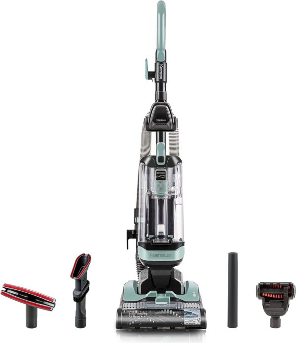 Kenmore DU1275 Bagless Upright Vacuum Lightweight Carpet Cleaner with 4 Height Adjustment, Hair Eliminator brushroll, Pet HandiMate & 2 Cleaning Tools, Light Green - Image 2