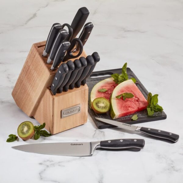 CUISINART Block Knife Set, 15pc Cutlery Knife Set with Steel Blades for Precise Cutting, Lightweight, Stainless Steel, Durable & Dishwasher Safe, C77TR-15P - Image 5