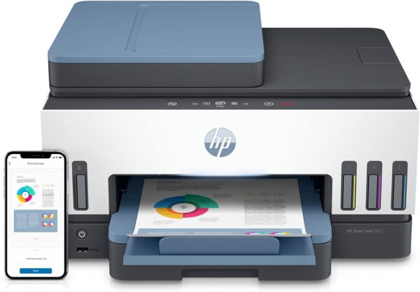 HP Smart -Tank 7602 Wireless Cartridge-free all in one printer, up to 2 years of ink included, mobile print, scan, copy, fax, auto doc feeder, featuring an app-like magic touch panel (28B98A) - Image 20