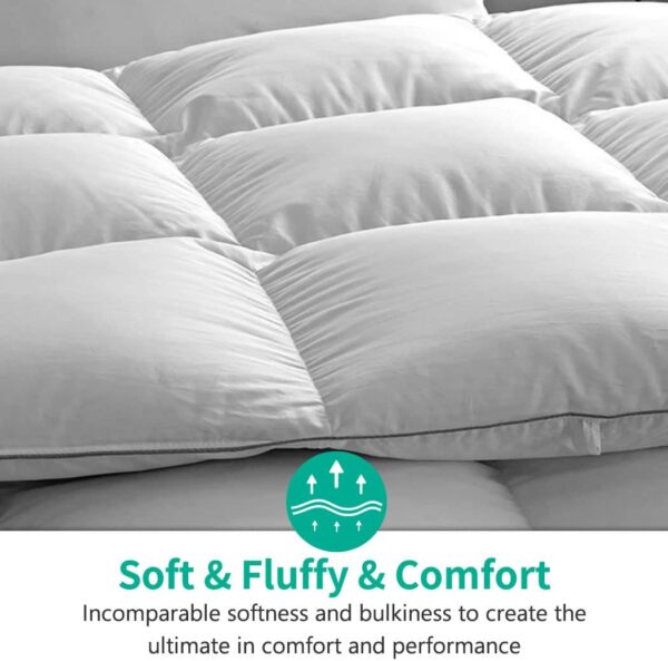 APSMILE Goose Feathers Down Comforter King Size Luxurious All Seasons Duvet Insert - Ultra-Soft 750 Fill-Power Hotel Collection Comforter, 54 Oz Fluffy Medium Warmth, (106x90, Solid White) - Image 6