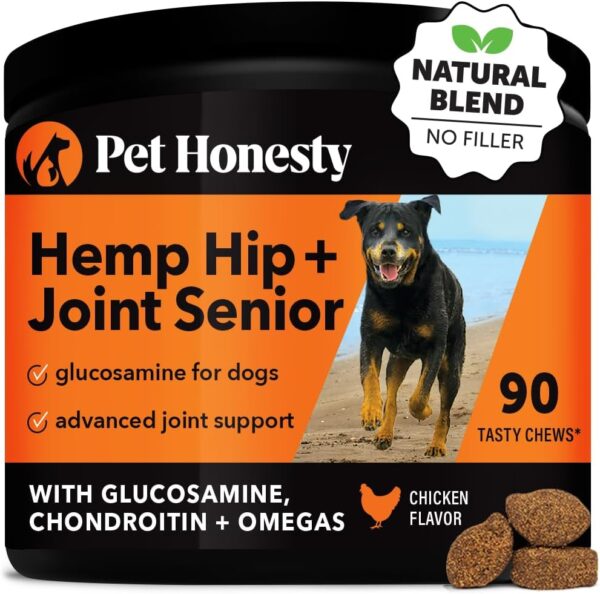 Pet Honesty Senior Hemp Hip & Joint Support, Hemp for Dogs, Mobility Supplement for Senior Dogs, Hemp Oil & Powder, Glucosamine, Collagen, MSM, Green Lipped Mussel, Helps Discomfort (Chicken, 90) - Image 2