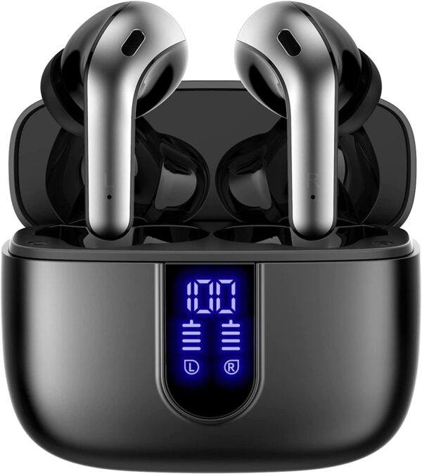 TAGRY Bluetooth Headphones True Wireless Earbuds 60H Playback LED Power Display Earphones with Wireless Charging Case IPX5 Waterproof in-Ear Earbuds with Mic for TV Smart Phone Laptop Computer Sports - Image 2