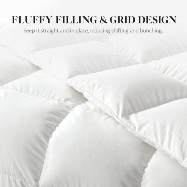 WhatsBedding Feather Comforter King Size, Filled with Feather and Down, All Season White Luxury Bed Comforter,Ultra Soft 100% Cotton Duvet Insert,106"x90" - Image 7