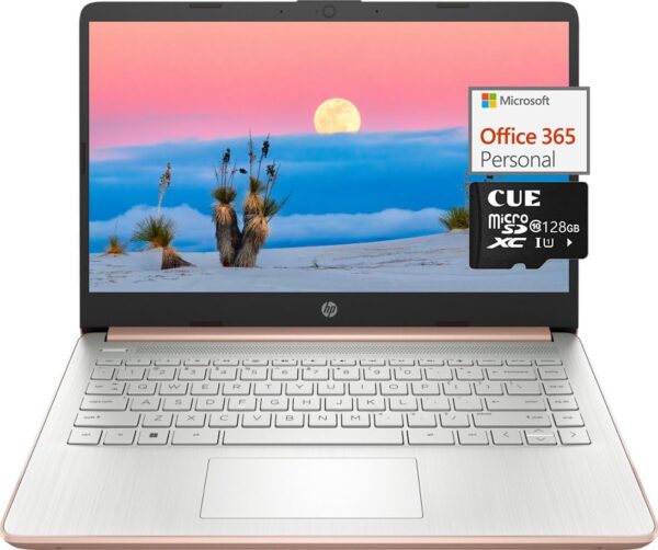 HP Newest 14" Ultral Light Student Laptop, Intel N4120 Quad-Core(> N4020), 8GB RAM, 192GB Storage(64GB eMMC+128GBSD Card), One Year Office 365, WiFi, Webcam, HDMI, USB-A&C, Win 11 - Image 2