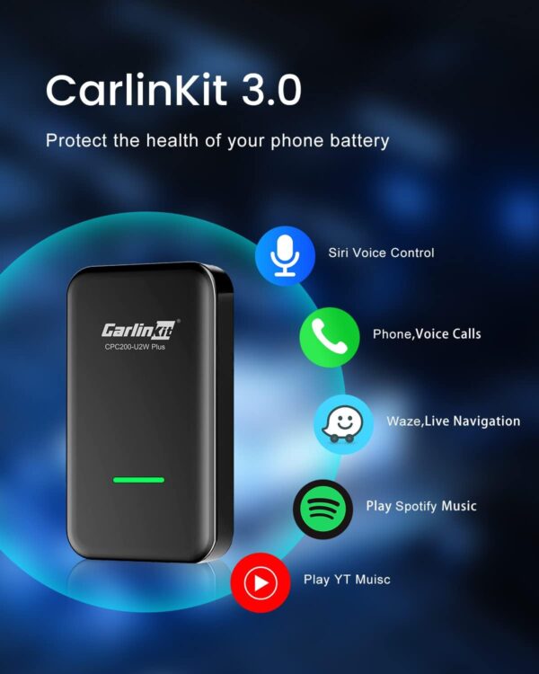 CarlinKit 3.0 Wireless CarPlay Adapter USB for Factory Wired CarPlay Cars (Model Year: 2015 to 2024), Wireless CarPlay Dongle Convert Wired to Wireless CarPlay - Image 4