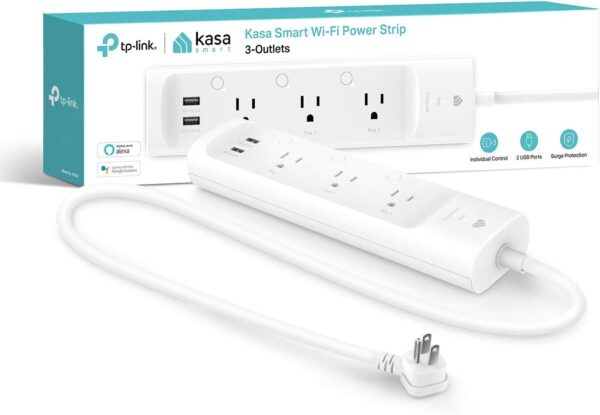 Kasa Smart Plug Power Strip KP303, Surge Protector with 3 Individually Controlled Smart Outlets and 2 USB Ports, Works with Alexa & Google Home, No Hub Required , White - Image 2