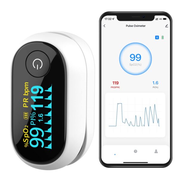 HIHBI AOJ-70B Pulse oximeter, blood oxygen meter finger (SpO2) with Plethysmograph and Perfusion Index, portable OLED color display and battery included. - Image 2