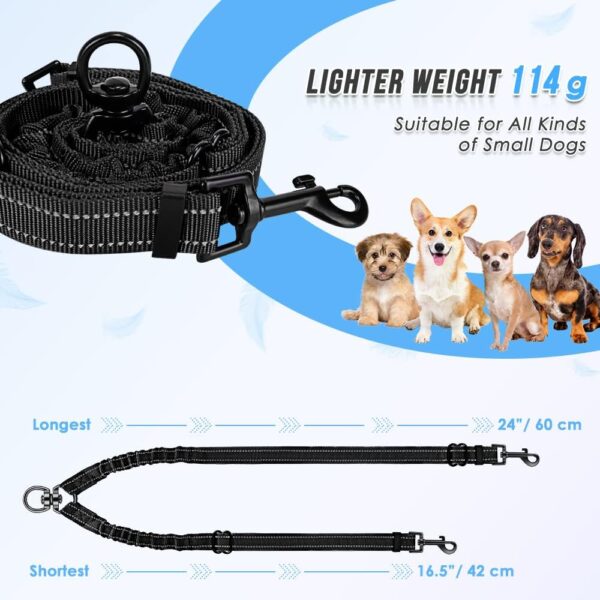 AUTOWT Double Dog Leash, No Tangle 360°Swivel Rotation Reflective Lead Attachment Adjustable Length Dual Two Dogs Lead Splitter, Comfortable Shock Absorbing Walking Training for 2 Dogs - Image 4