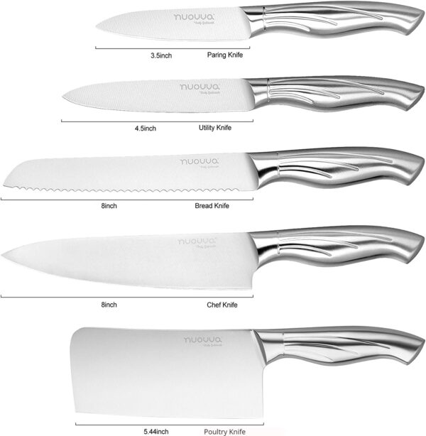 Kitchen Knife Set with Rotating Stand - Sharp Stainless Steel Knives Set - 360 Degree Rotating Block - by Nuovva - Image 3