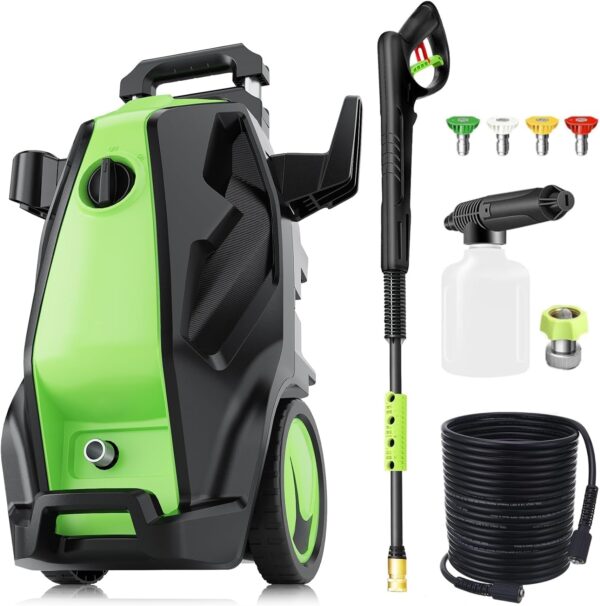 4200PSI Electric Pressure Washer 4.0GPM High Power Washers Electric Powered Professional High Pressure Cleaner for Cars Driveways Fences Patios (Green) - Image 2