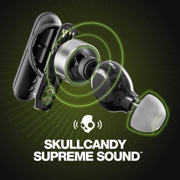 Skullcandy Smokin' Buds In-Ear Wireless Earbuds, 20 Hr Battery, 50% Renewable Plastics, Microphone, Works with iPhone Android and Bluetooth Devices - Black - Image 4