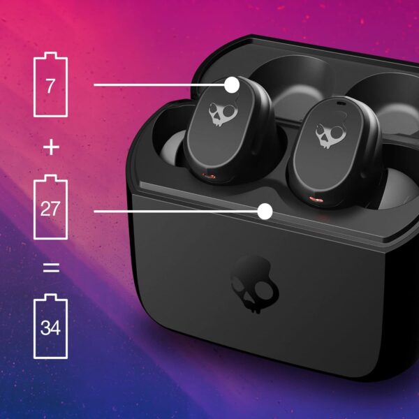 Skullcandy Mod In-Ear Wireless Earbuds, 34 Hr Battery, Microphone, Works with iPhone Android and Bluetooth Devices - Black - Image 5