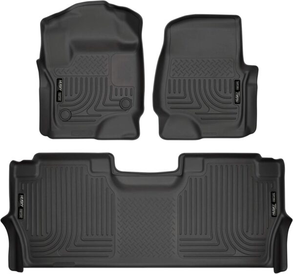 Husky Liners - Weatherbeater | Fits 2017 - 2024 Ford F-250/F-350, F-450 Super Duty Crew Cab w/ Fold Flat Storage - Front & 2nd Row Liner - Black, 3 pc.| 94061, Black - Image 2