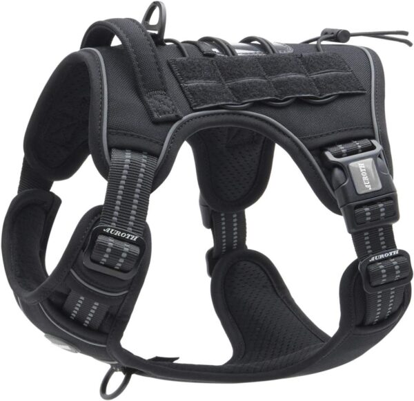 Auroth Tactical Harness for Large Dogs No Pull Adjustable Pet Harness Reflective K9 Working Training Easy Control Pet Vest Military Service Dog Harnesses Black L - Image 2