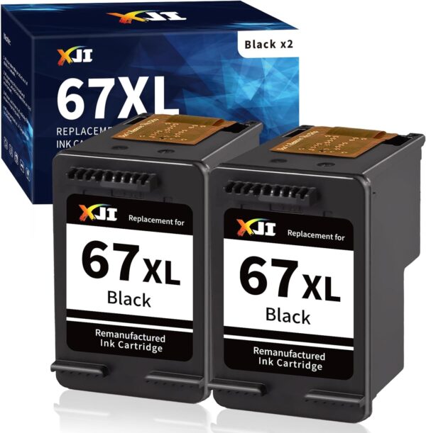 XJI Remanufactured Ink Cartridges Replacement for HP Ink 67XL 67 XL (Black, 2 Pack), for Deskjet Plus 2700 4100 2755 2755e 2855e 4100e 4155 4155e 4255e Envy Pro 6055e 6452e 6455 6455e 6458e Printer - Image 2