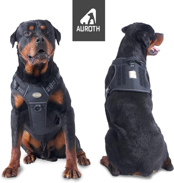 Auroth Tactical Harness for Large Dogs No Pull Adjustable Pet Harness Reflective K9 Working Training Easy Control Pet Vest Military Service Dog Harnesses Black L - Image 8