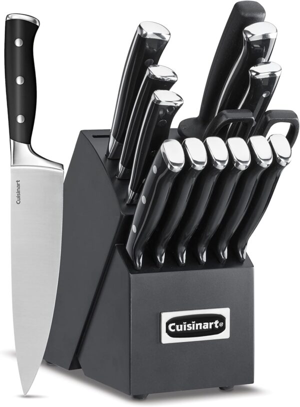 Cuisinart 15-Piece Knife Set with Block, High Carbon Stainless Steel, Forged Triple Rivet, Black/Black C77BTR-15PBK - Image 2