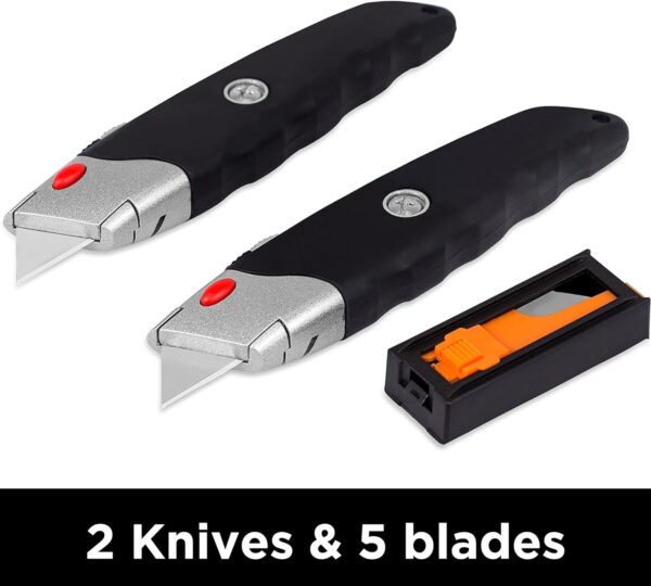 Internet's Best Premium Utility Knife | Box Cutter Retractable | Set of 2 | Retractable blade | Rubber Handle | 2 Utility Knives included | Razor knife - Image 9