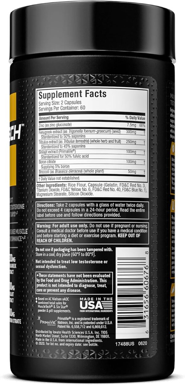 Testosterone Booster for Men, MuscleTech AlphaTest, Tribulus Terrestris & Boron Supplement , Max-Strength ATP & Test Booster, Daily Workout Supplements for Men, 120 Pills (Package May Vary) - Image 7