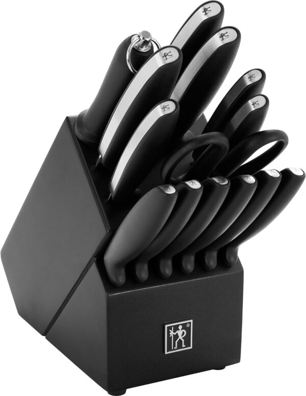 HENCKELS Silver Symmetry Razor-Sharp 15-Piece Stainless Steel Knife Block Set, Paring Knife, Chef Knife, Bread Knife, German Engineered Informed by 100+ Years of Mastery, Dishwasher Safe - Image 2