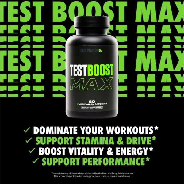 Sculpt Nation by V Shred Test Boost Max - Testosterone Supplement for Men - Tribulus Terrestris for Men - Natural Energy, Stamina, and Strength Booster - 60 Gluten Free Capsules - Image 3