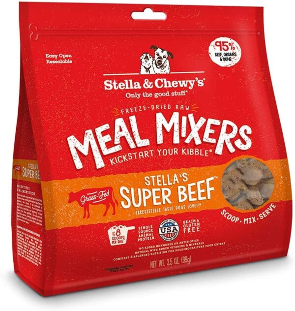 Stella & Chewy’s Freeze Dried Raw Super Beef Meal Mixer – Dog Food Topper for Small & Large Breeds – Grain Free, Protein Rich Recipe – 3.5 oz Bag - Image 2