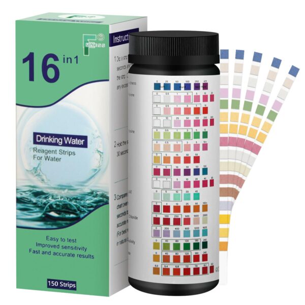 FUNESS 16-in-1 Water Testing Kits for Drinking Water Professional Home Water Test kit 150 Strips Water Testing kit for pH, Hardness, Chlorine, Lead, Iron, Copper, Nitrate,Fluoride, etc - Image 2