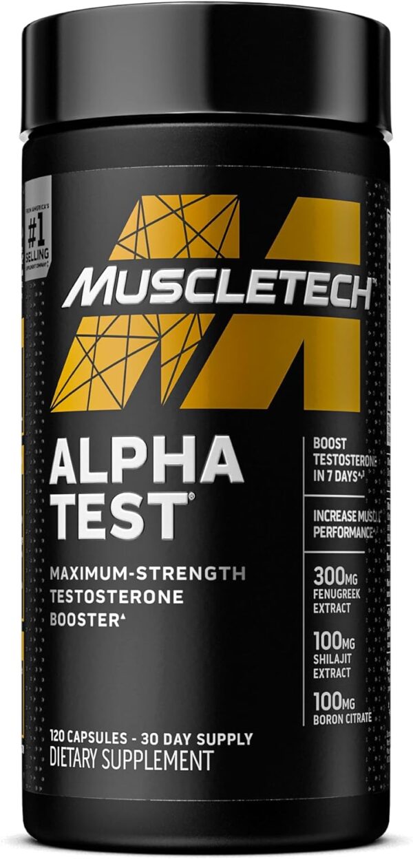 Testosterone Booster for Men, MuscleTech AlphaTest, Tribulus Terrestris & Boron Supplement , Max-Strength ATP & Test Booster, Daily Workout Supplements for Men, 120 Pills (Package May Vary) - Image 2