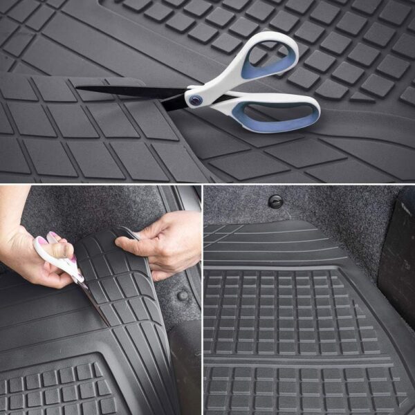 Motor Trend FlexTough Advanced Black Rubber Floor Mats with Cargo Liner Full Set - Front & Rear Combo Trim to Fit for Cars Van SUV, All Weather - Image 7