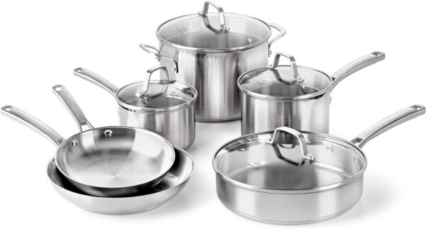 Calphalon Classic Pots And Pans Set, 10-Piece Cookware Set, Stainless Steel & Classic Stainless Steel Cookware, Sauce Pan, 3 1/2-quart - Image 2