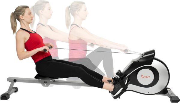 Sunny Health & Fitness Magnetic Rowing Machine - Silver - SF-RW520084S - Image 6